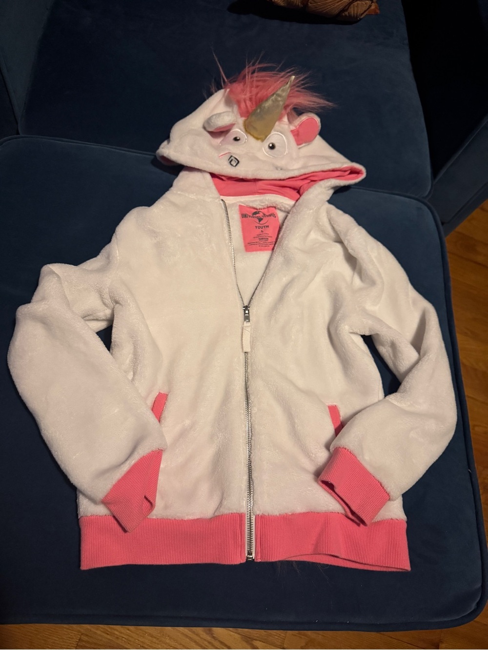 Universal Despicable Me Kids Unicorn Hooded Zip-Up Jacket - White & Pink